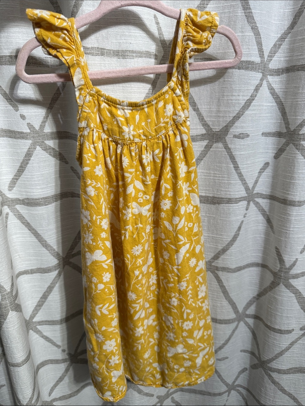 Old Navy Yellow Floral Ruffle Strap Dress